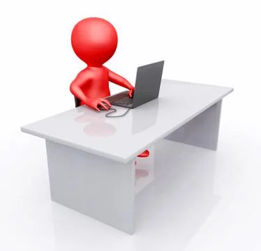 Office workplace with 3D figure Stock Illustration