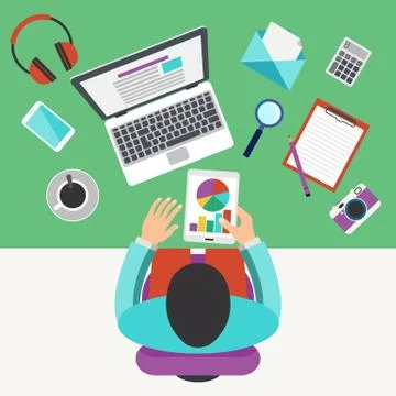 Office Workplace Concept, Developer Working Stock Illustration