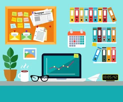 Office Workplace Design Concept Illustrazione stock