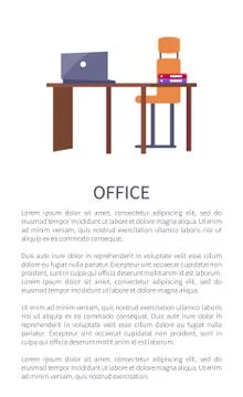 Office Workplace Design Table, Computer and Chair Stock Illustration