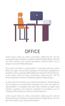Office Workplace Design Table, Computer and Chair Stock Illustration