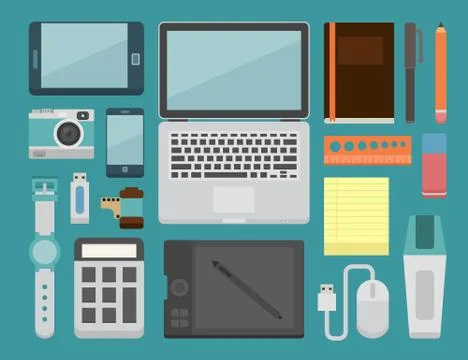 Office workplace essential Stock Illustration