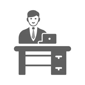 Office, workplace gray icon / vector graphics Stock Illustration