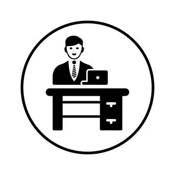 Office, workplace icon / black vector graphics Illustrazione stock