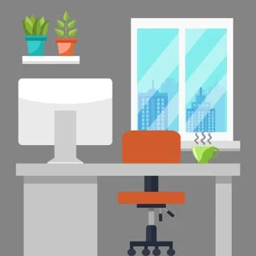 Office Workplace Stock Illustration