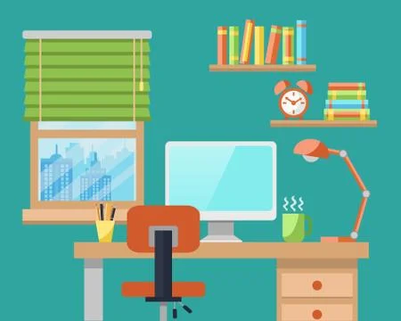 Office Workplace Stock Illustration