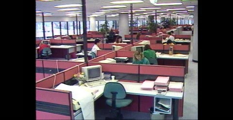 OFFICE WORKPLACE INTERIORS, VARIOUS SHOTS 1980s (Archive Footage) Видео 240080189