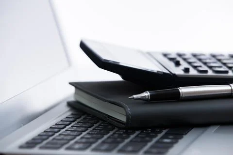 Office workplace with laptop and notepad Fotos Stock