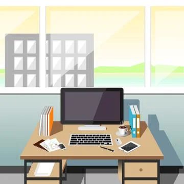 Office workplace at noon. Stock Illustration