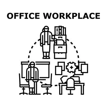 Office workplace organizing documents and managing workflow Stock Illustration
