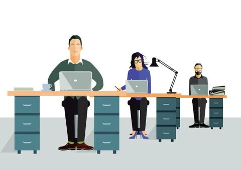 Office Workplace, People Illustrazione stock