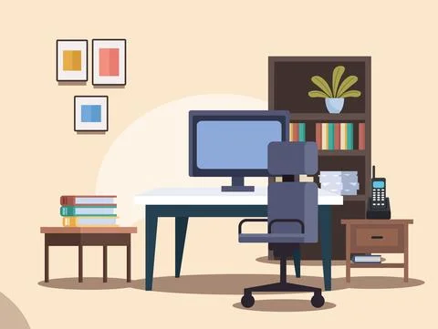 Office workplace scene Illustrazione stock