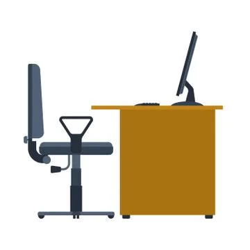 Office Workplace. Table and computer. Working on computer Illustrazione stock