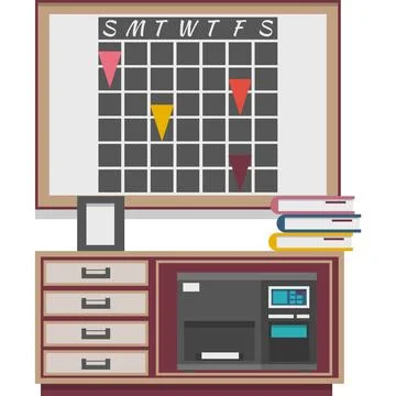 Office workplace with task board vector icon 스톡 일러스트