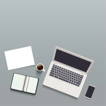 Office workplace top view Stock Illustration