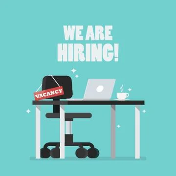 Office workplace with vacancy sign Stock Illustration