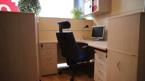 Office. Workplaces. Furniture For Office Stock Footage