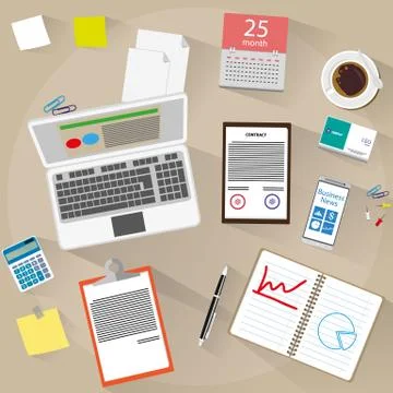 Office, workspace Flat design style Illustrazione stock