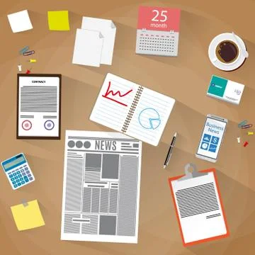 Office, workspace Flat design style Stockillustratie