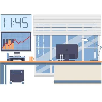 Office workspace icon flat vector business room Stock Illustration