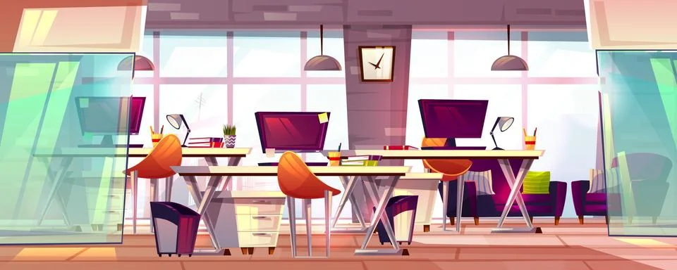 Office workspace interior vector illustration 스톡 일러스트