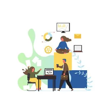 Office workspace, vector flat style design illustration Stock Illustration