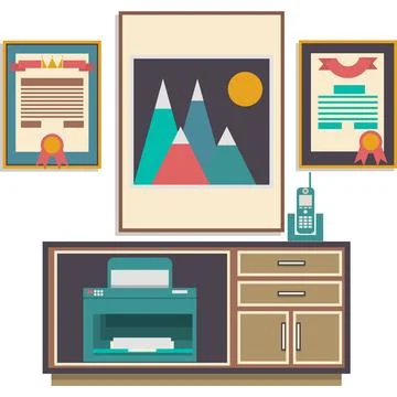 Office workspace vector icon design interior Stock Illustration