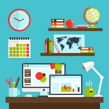 Office workstation design Stock Illustration