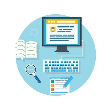 Office workstation with desktop computer Stock-Illustration