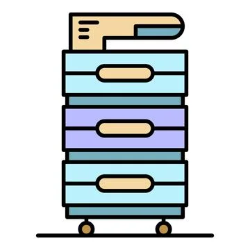Office xerox printer icon color outline vector 库存插图