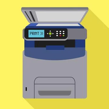 Office xerox printer icon, flat style Stock Illustration