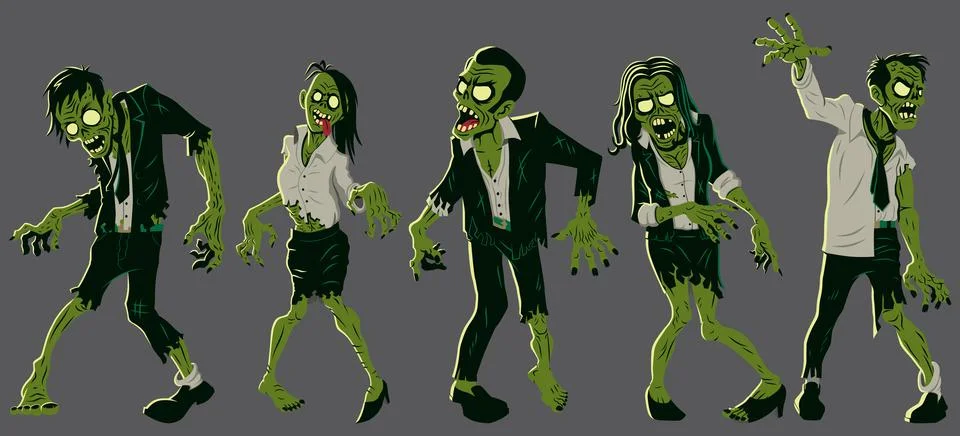 Office Zombie Set Stockillustratie
