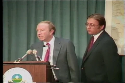 Officer answer questions during press conference about Chernobyl accident - 1986 Stock Footage 112159248