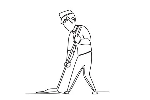 An officer is cleaning the harbour Stock Illustration