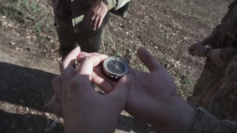 Officer With Compass In Hand Video stock 99373384