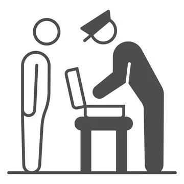 Officer examines suitcase solid icon, security check concept, bag contents Stock Illustration