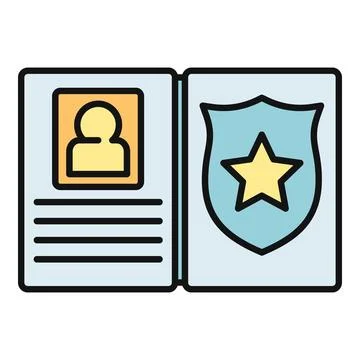 Officer identification displaying credentials with badge icon Stock-Illustration