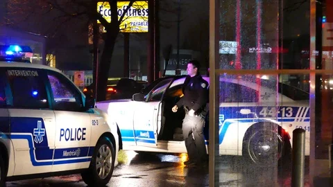 Officer making jokes Stock Footage 105338230