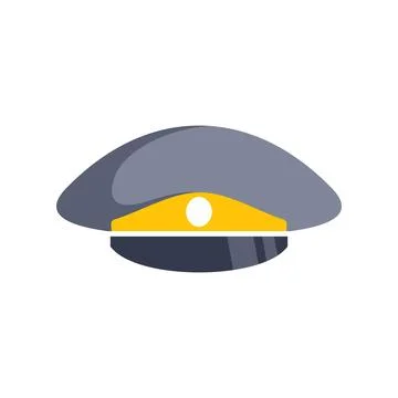 Officer uniform service hat flat icon illustration 스톡 일러스트