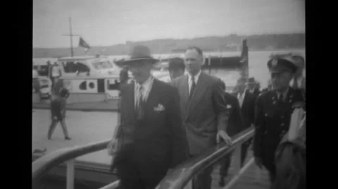 Officers leaving harbour Stock Footage 37594124