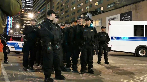 Officers making joke at intervention Stock Footage 120055645