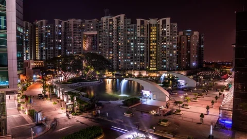 Offices &amp; apartments in Brigade Gateway in front of the World Trade Center and O 库存影片 118858436