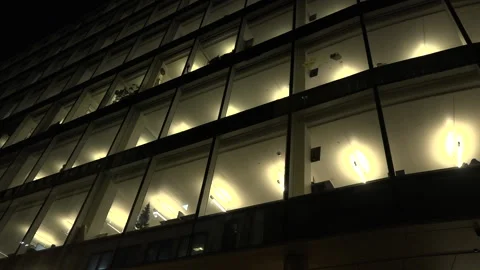 Offices at night - London Video stock 146862409