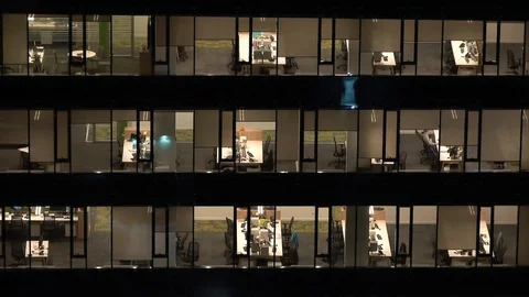 Offices in the windows at night Video stock 121120551