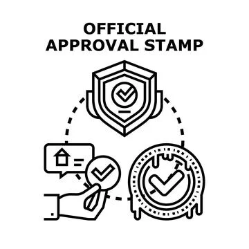 Official approval stamp concept validating compliance and guarantee Stock Illustration