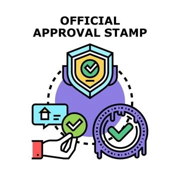 Official approval stamp concept validating compliance and guarantee Stock Illustration