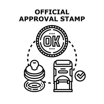 Official approval stamp concept with various tools Stock Illustration