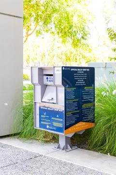 Official ballot drop box provided for secure submission of completed electi.. Stock Photos