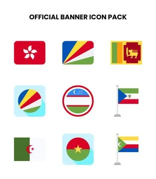 Official Banner Flat Icons Pack Illustration