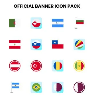 Official Banner Flat Vector Icons Pack Stock-Illustration